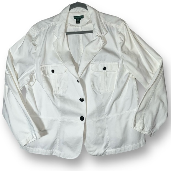 RALPH LAUREN Jeans Company White Denim Peplum Blazer Jacket Plus 3X - Picture 5 of 7